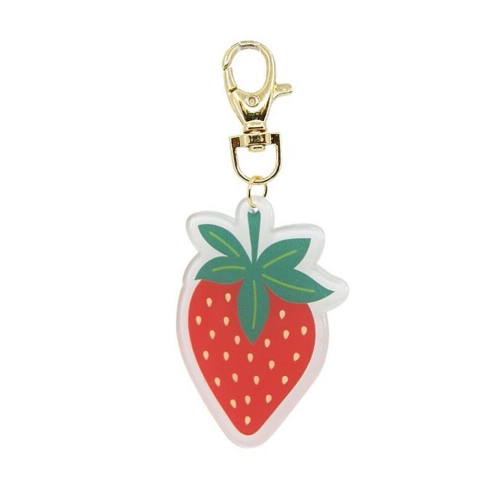 New Strawberry Bag Charm Keychain - Red & Green